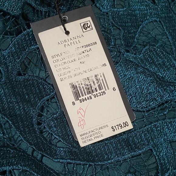 Adrianna Papell Emerald Green Embroidered Midi Dress - Picture 5 of 8